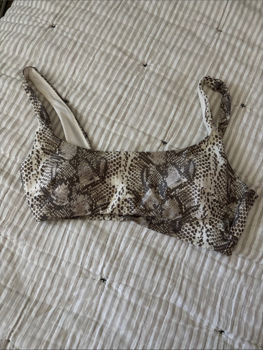 aerie Snake-Print Bikini Top - Brown & White